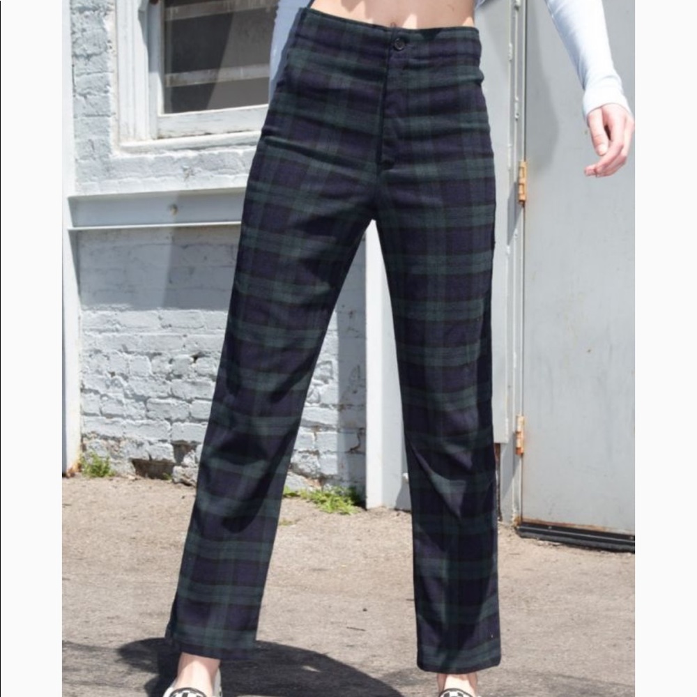 Brandy Melville Kim pants - blue & green plaid